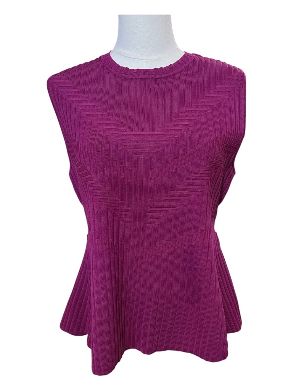 🆕 NWT Halogen Sleeveless Ribbed Peplum Sweater | Size Large